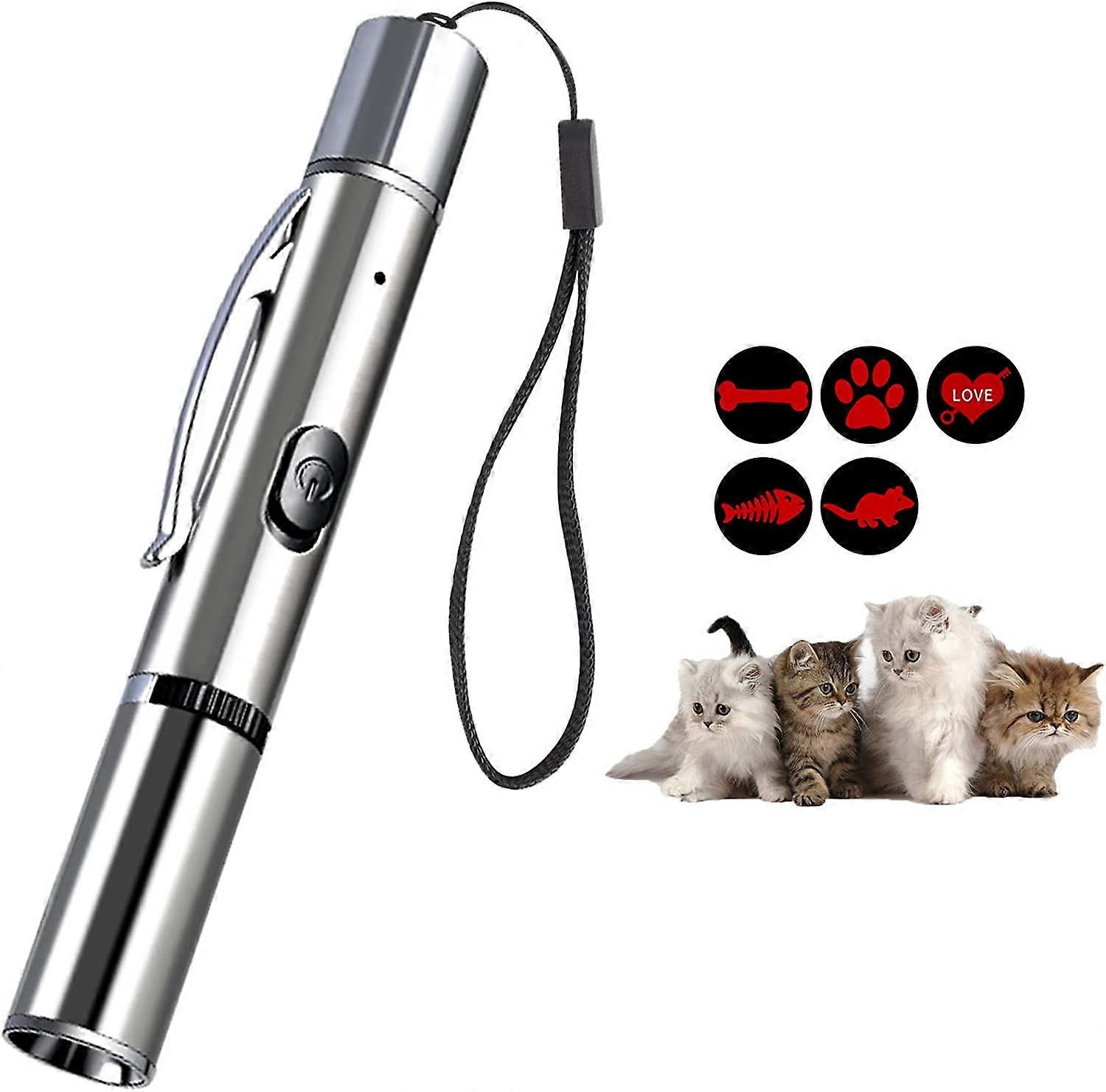 Interactive Cat Toy, Interactive Cat Toy with LED Light, 5 in 1 Adjustable Pattern for Cat Training Tool Interactive Toys - USB Rechargeable