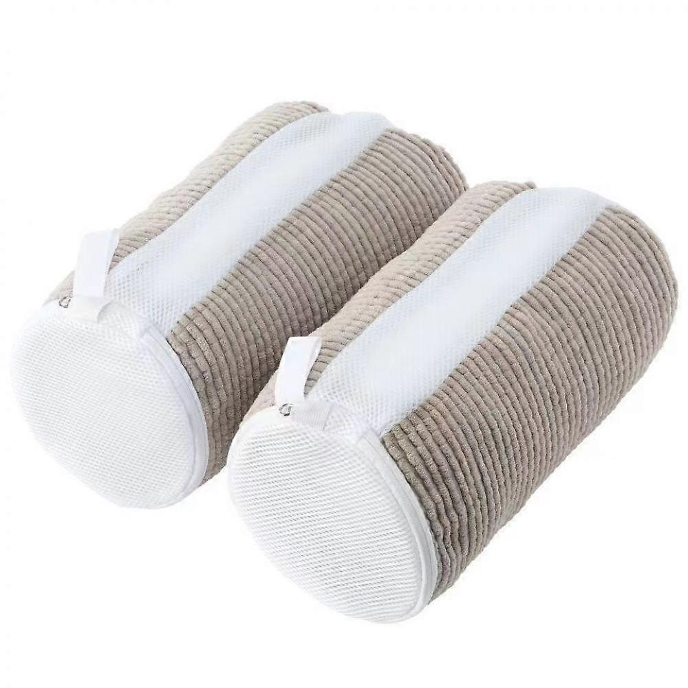 2pcs Shoe Washing Bag for Washing Machine, Fluffy Fibers Keep 360 Wrap-around Cleaning, Durable Hidden Zipper Shoe Laundry Bag for Sneaker