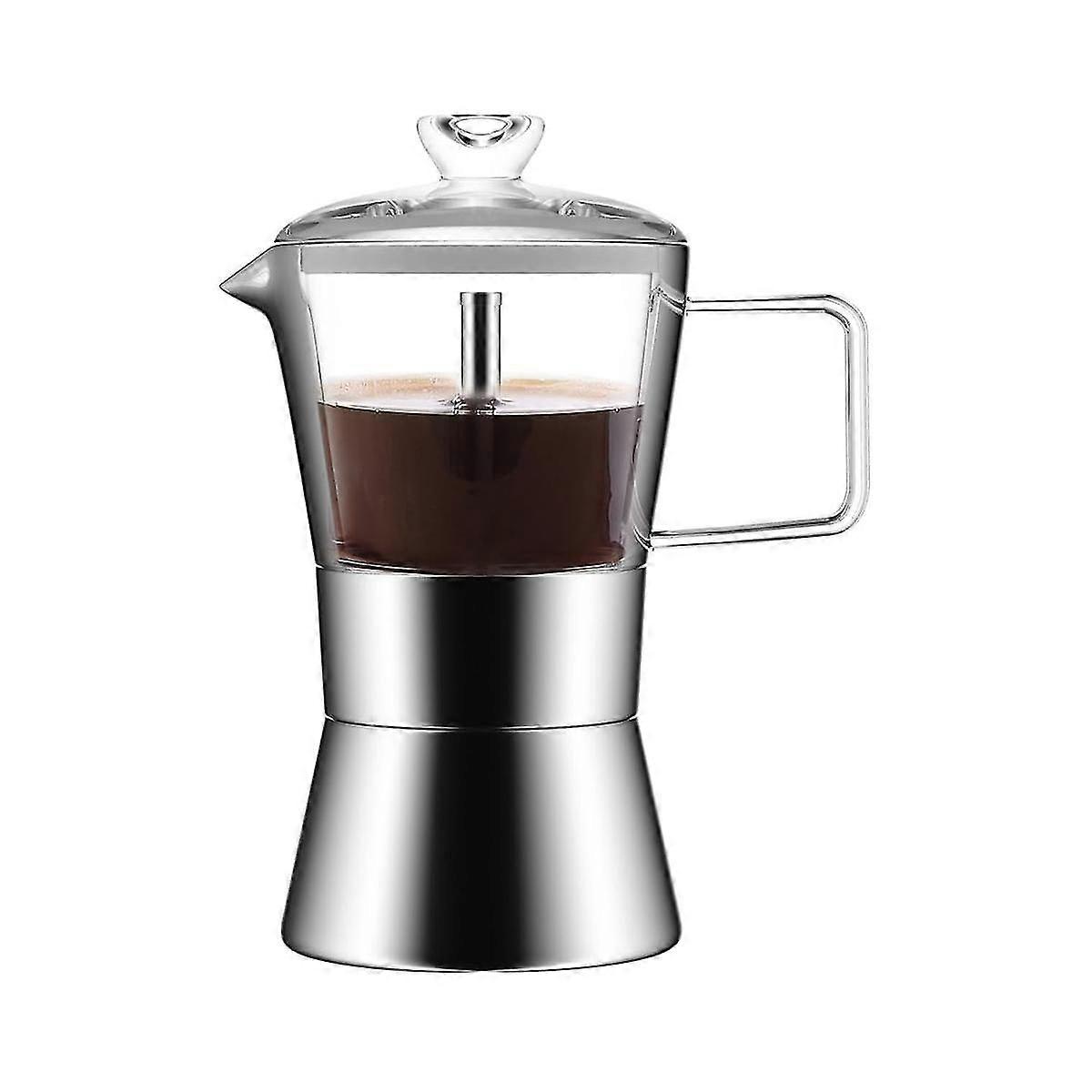 Moka İndüksiyonlu Set Üstü Espresso Makinesi, cam üstü ve paslanmaz çelik espresso Moka Pot, klasik İtalya