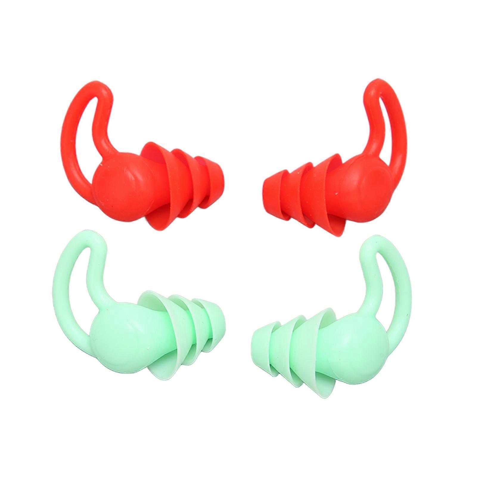 2 Pair Ear Plugs Waterproof Noise Reduction Shark Fin Edges Silicone Reusable Washable for Sleep Swimming Study