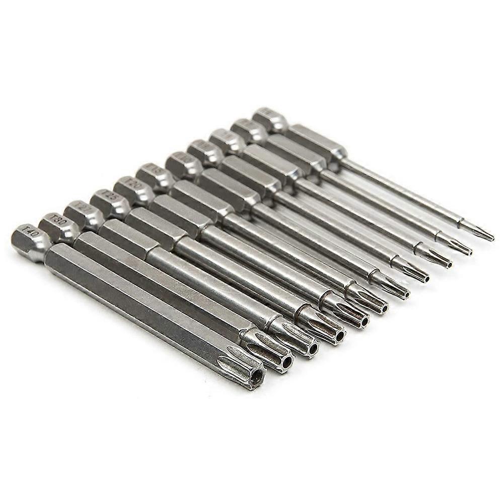 11 Pcs Magnetic T6-T40 Torx Head Screwdriver Bit Set Star 6 Point Screwdriver Drill Bits Tools 3 In