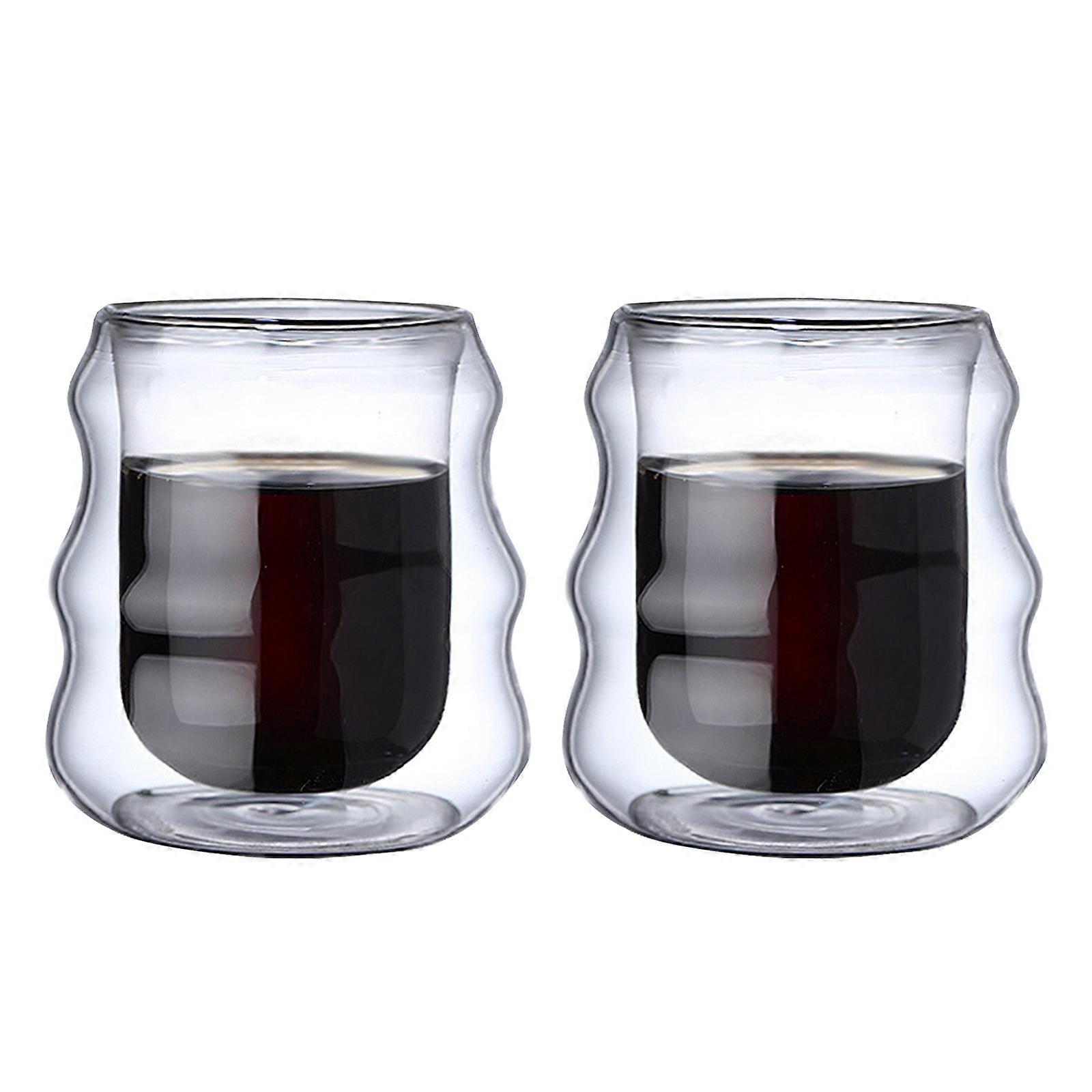 High Borosilicate Glass Cups - Wave Design, 250ml, 2pcs Set