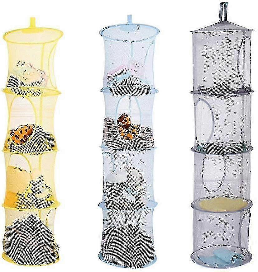 Kids Storage Net 3 Pcs Hanging Drying Net Foldable Mesh Basket Storage For Plush High Quality