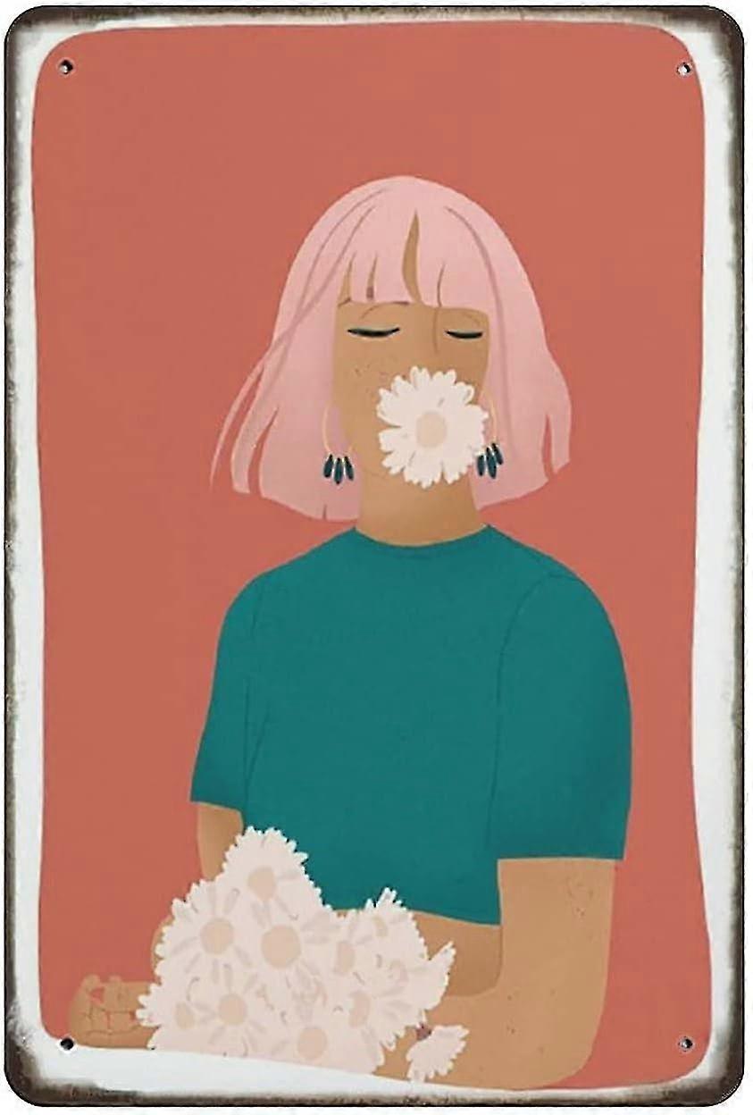 Placa de Metal para Decoração de Mulher Margarida 8x12 Polegadas OU 12x16 Polegadas Modo 1687