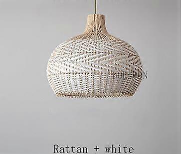 אורות תליון ראטן וינטאג 'ארוגים ביד מנורות תלויות ראטן לקישוט הסלון מנורות פינת אוכל E27 השעיה