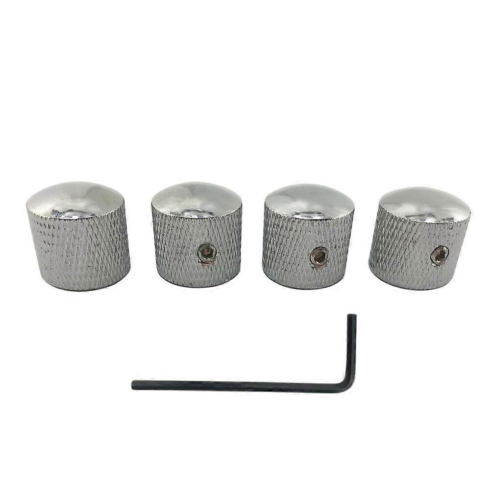 4Pcs Electric Guitar Bass Dome Tone Volume Control Knobs Button with Hex Wrench