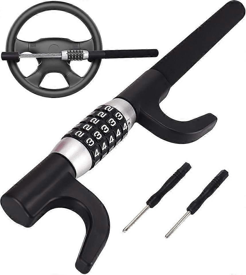 Car Steering Wheel Lock - Combination Car Lock, Retractable Combination Lock, Parking Lock, Keyless Steering Wheel Lock for Car Security