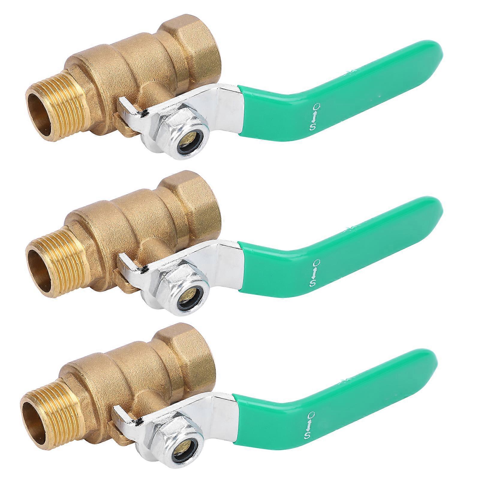 3 stk messing kugleventil 3/8 tommer mandlige kvindelige gevind vandrør slukket holdbar switch