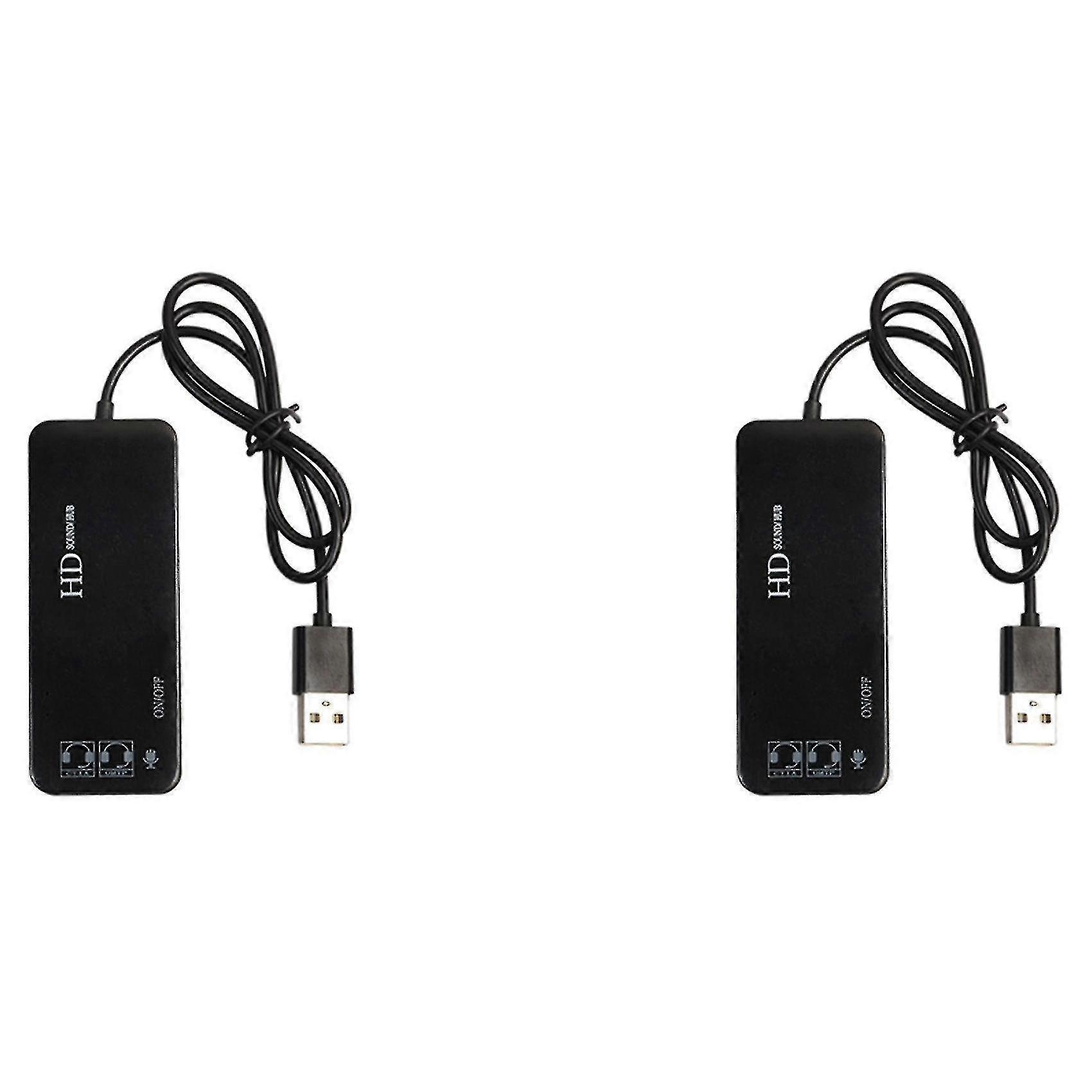2x 3 Port Usb 2.0 Hub External 7.1ch Sound Card Headset Microphone Adapter Compatible With Pc Black PXCL