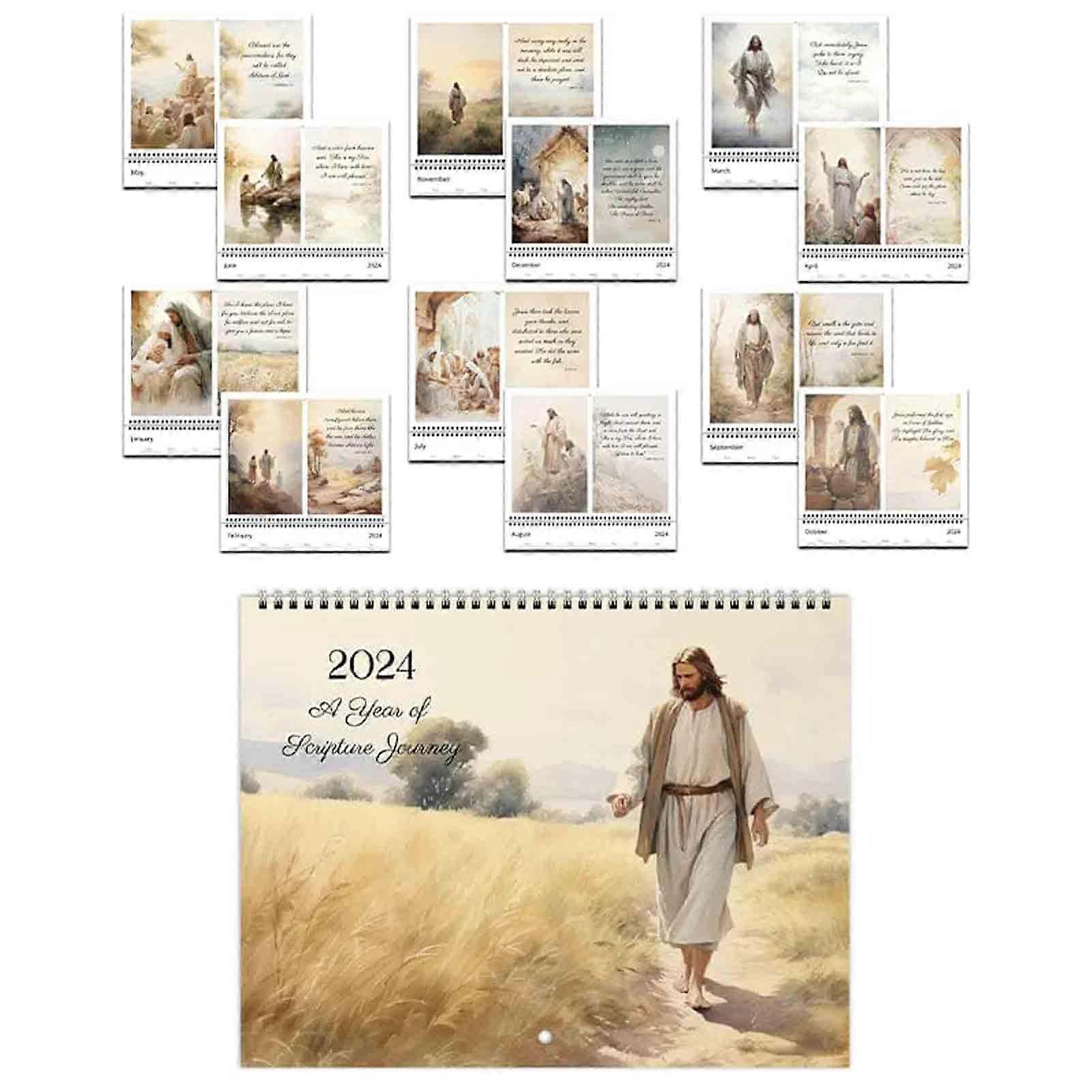 Calendar poster Isus, calendar de perete inspirațional Isus 2024, calendar lunar de planificare 2024