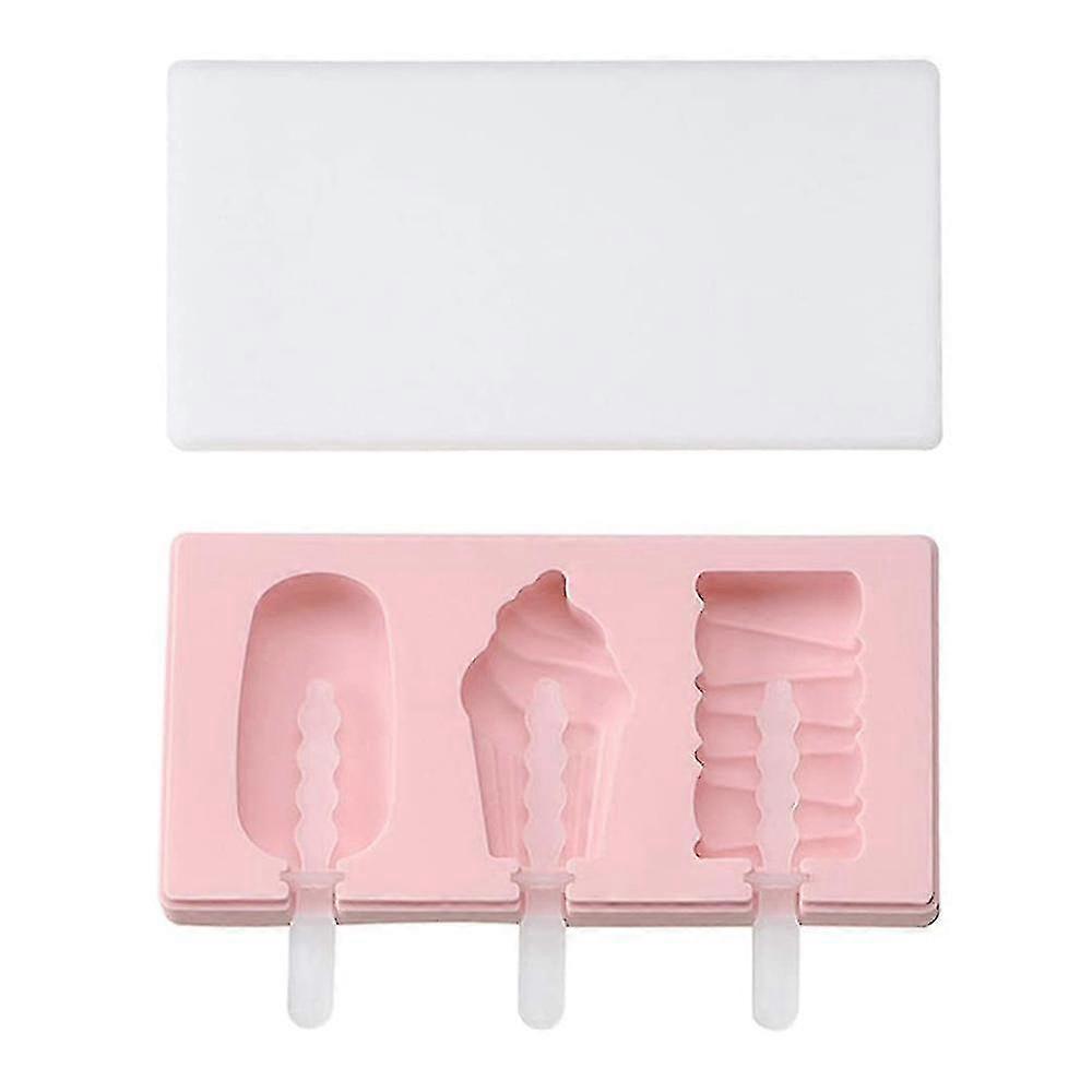 One Piece Pink Ice Cream Mold with Lid Silicone Stick Ice Cream Mold