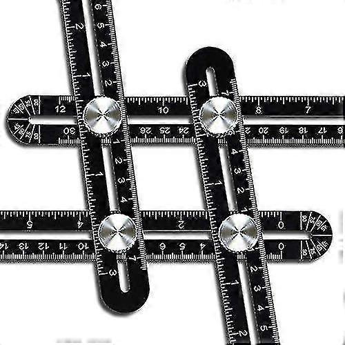 Template Tool, Aluminum Alloy Angle Template, Multi-angle Ruler, Multi-function Folding Ruler, Black