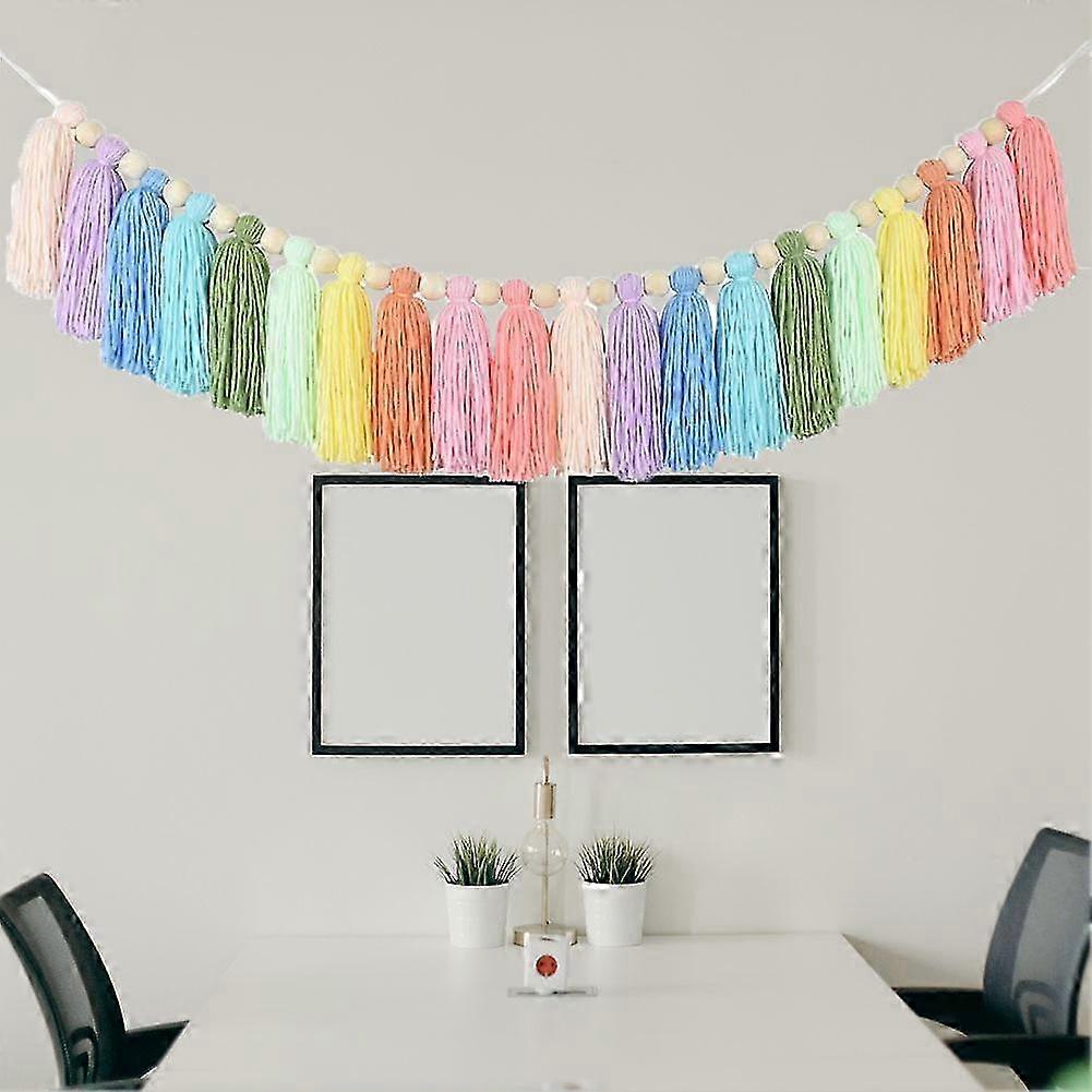 37in Rainbow Tassel Garland for Classroom Decor