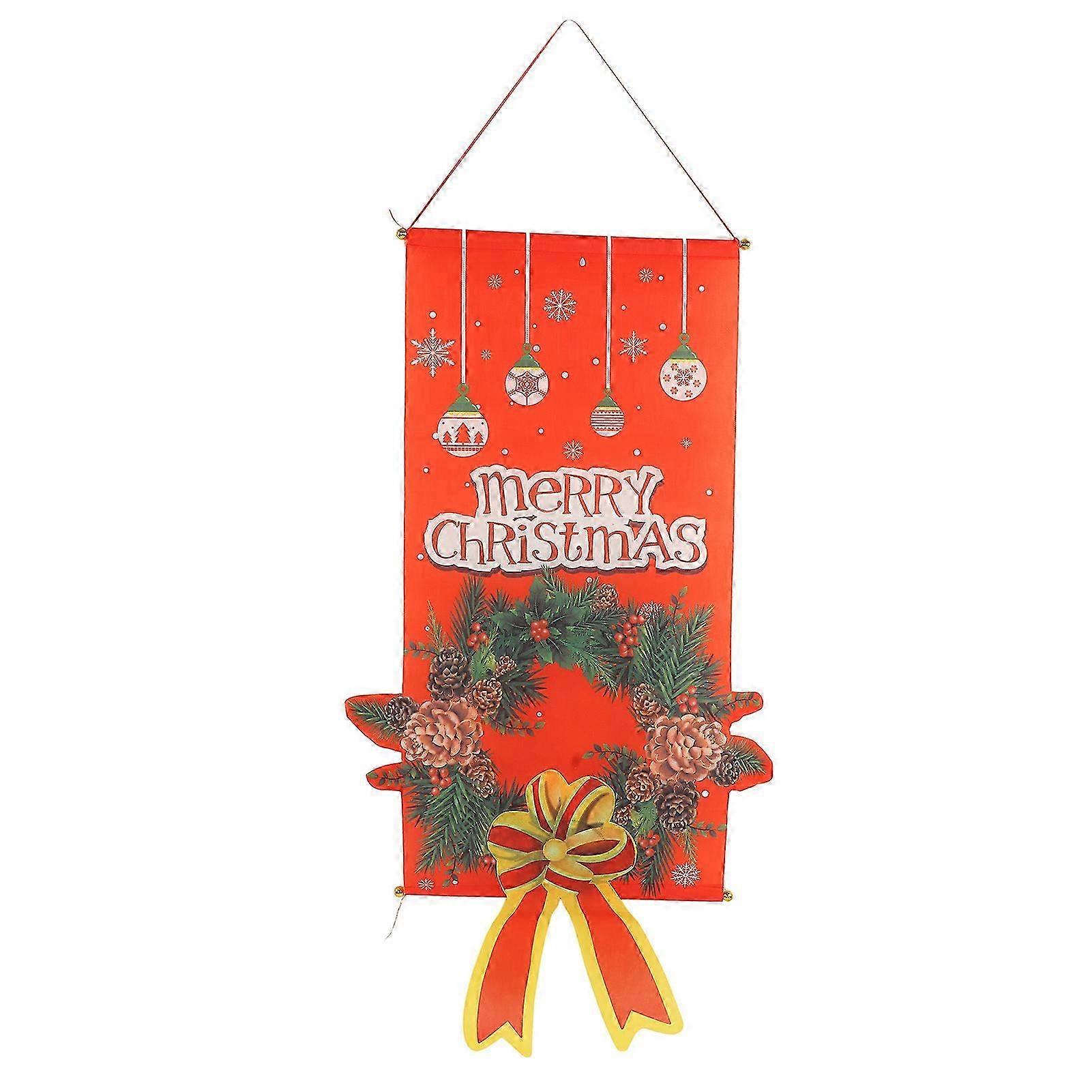 Christmas Wall Hanging Flags for Home Decor - Wreath and Flag Decorations for Doors and Windows