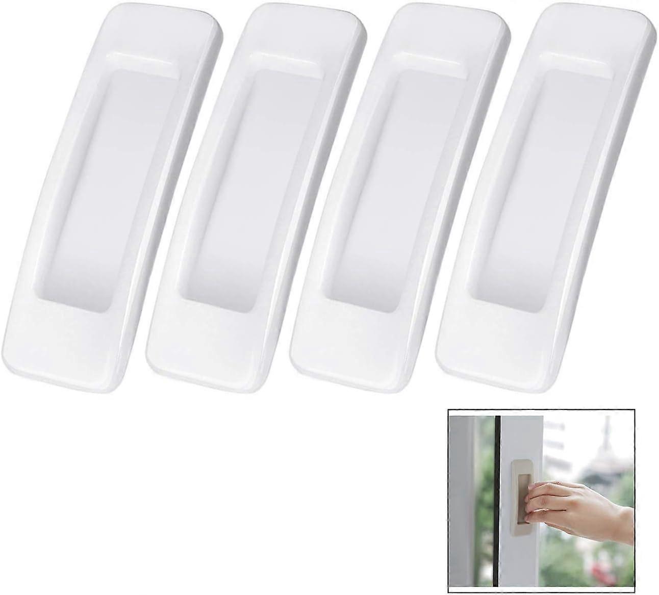 4 Pieces Self-Adhesive Sliding Door Handle - White