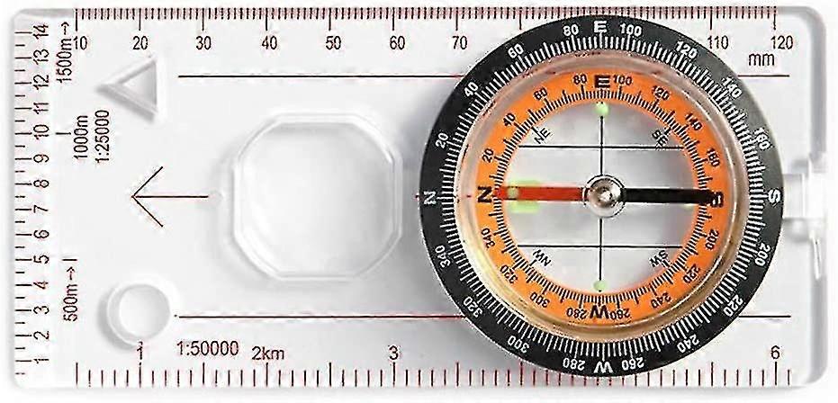 Compass Ruler Scale Magnifier Scout For Hiking Camping Boating Orienteering Map