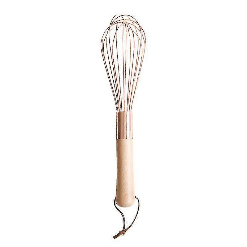 Stainless Steel Egg Beater Baking Tool Manual Whisk Wood Handle Cream Mixer Hanging Rope Kitchen Gadget - Size L