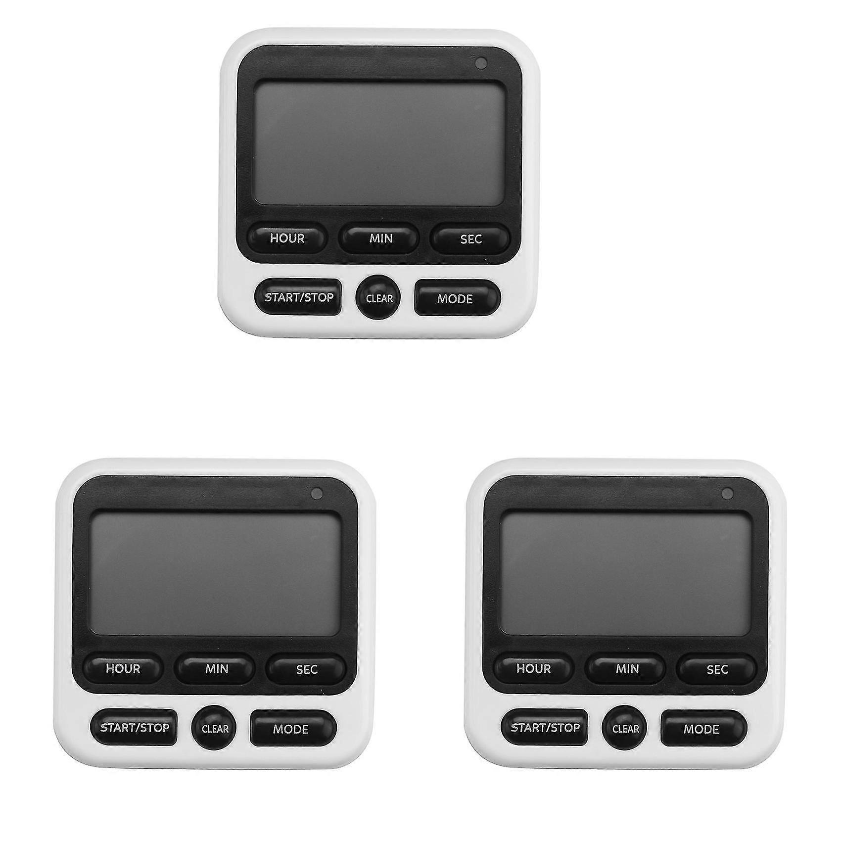 3x Kitchen Timer, Magnetic Kitchen Timer, With Adjustable Sound Alarm And Memory Function For Cooki