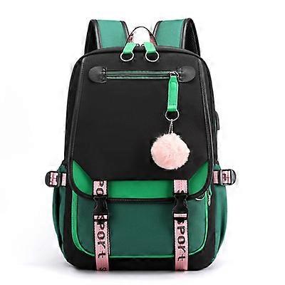 Two-color stitching usb rechargeable backpack student school bag