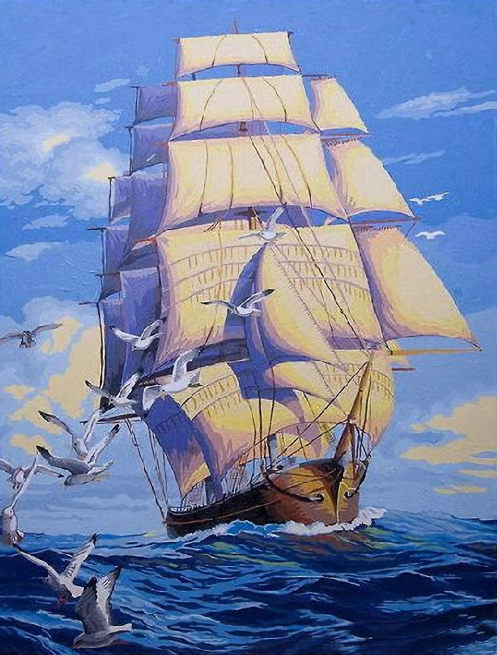 Paint By Numbers DIY Painting Kit for Adults Boating Adventure 16x 20on Canvas Without FrameNEW10