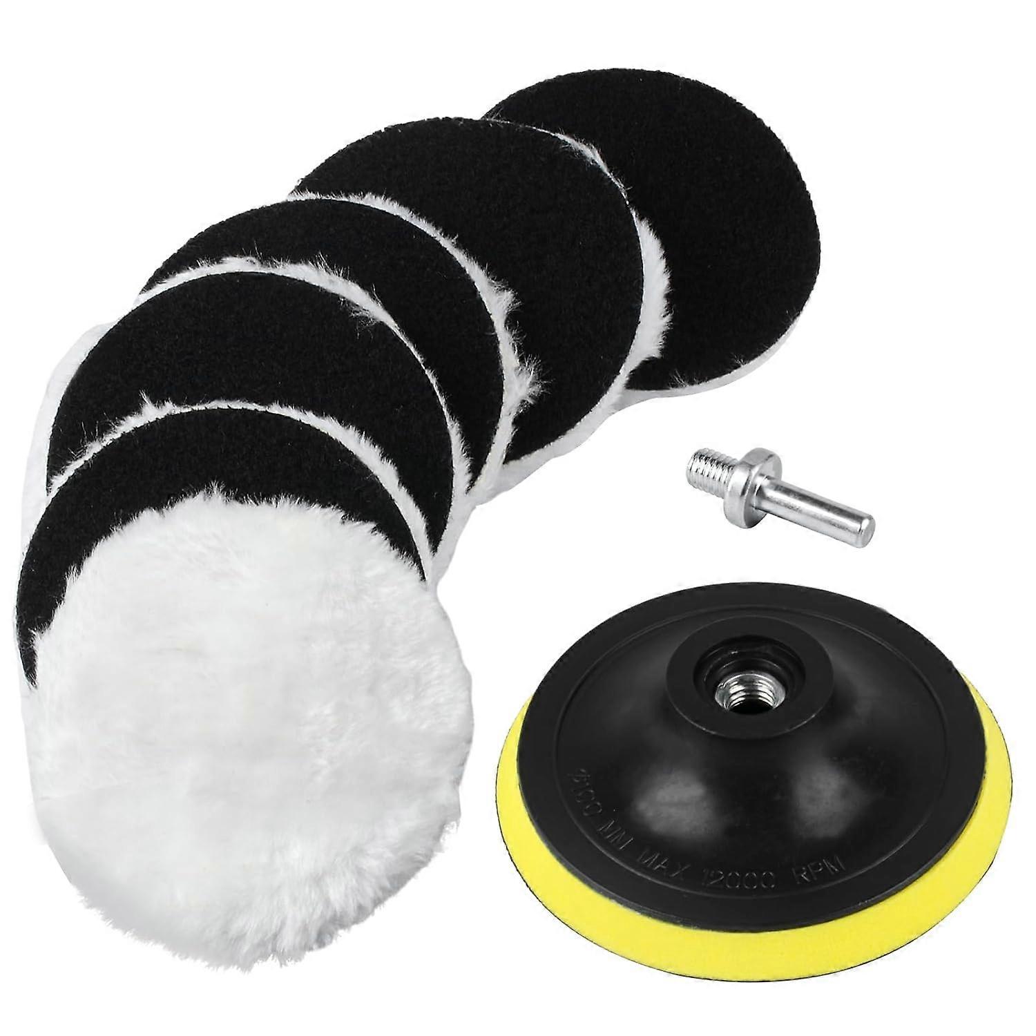 4 Inch Wool Polishing Buffing Pad, 6 Pcs Wool Cutting Pads, Wool Buffing Polishing Pad, Car Buffer P