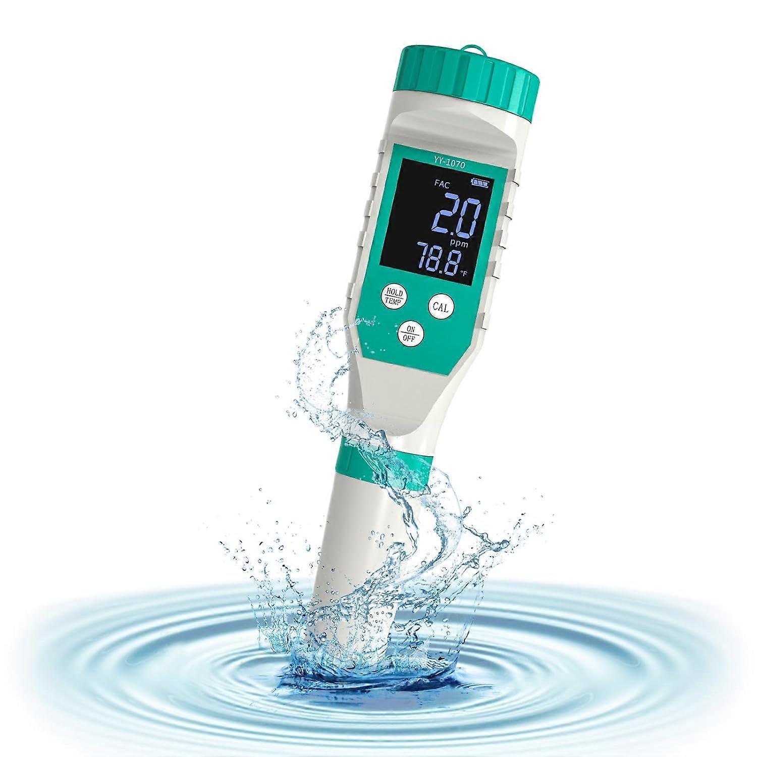 Chlorine Meter & Pool Salt Tester, 7 in 1 FAC Digital Salinity Tester for Saltwater Aquarium