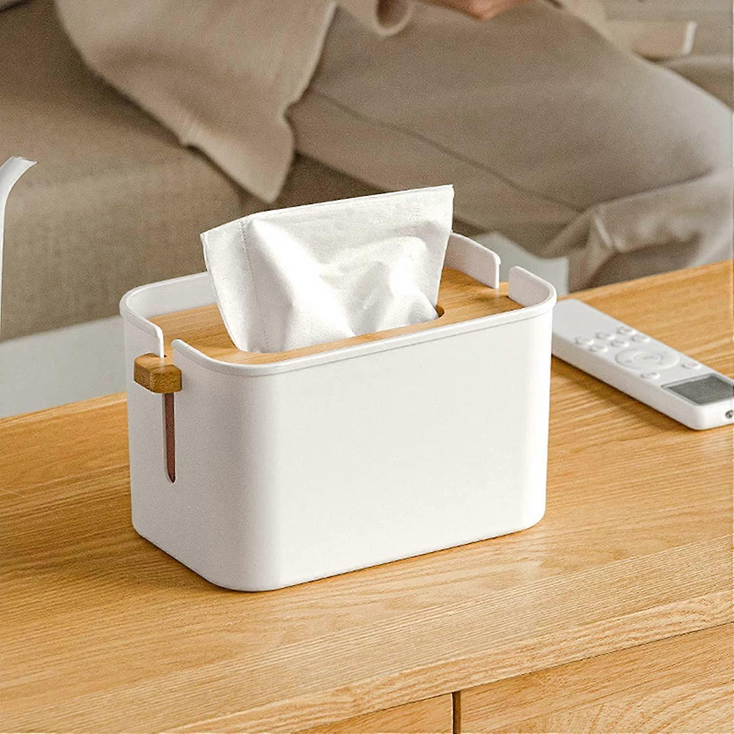 4.3inch Tissues Box Cover Rectangular Lifting Tissue Box Bamboo + PP Tissue Box Bamboo Tissue Box