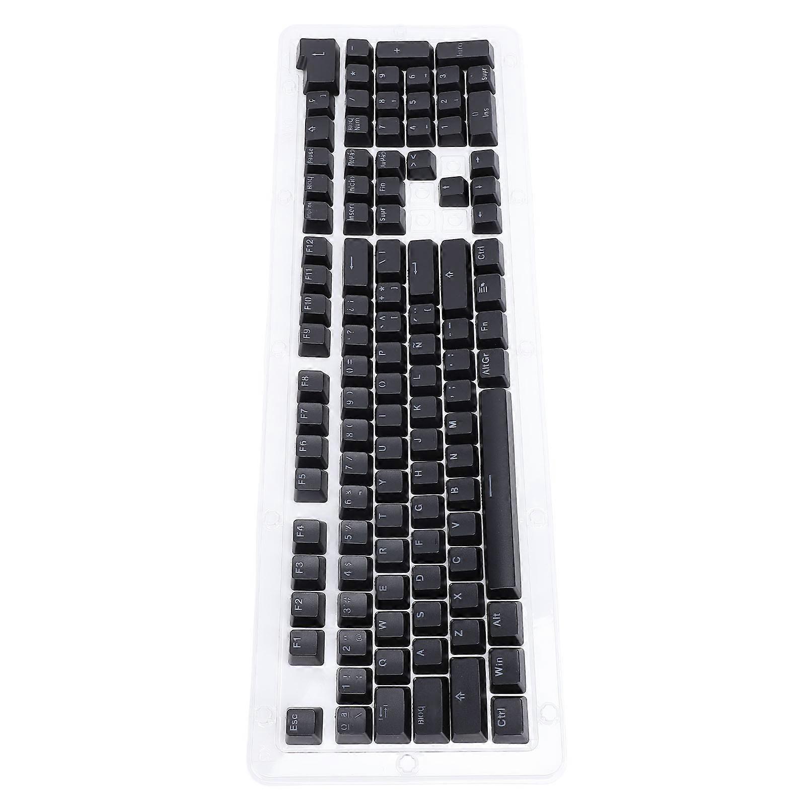 Spanish Keyboard Keycaps 108 Keys Minimalist Mechanical Keyboard Keycaps for 61 64 68 84 87 96 98 100 104 108 Keys Keyboards Black 