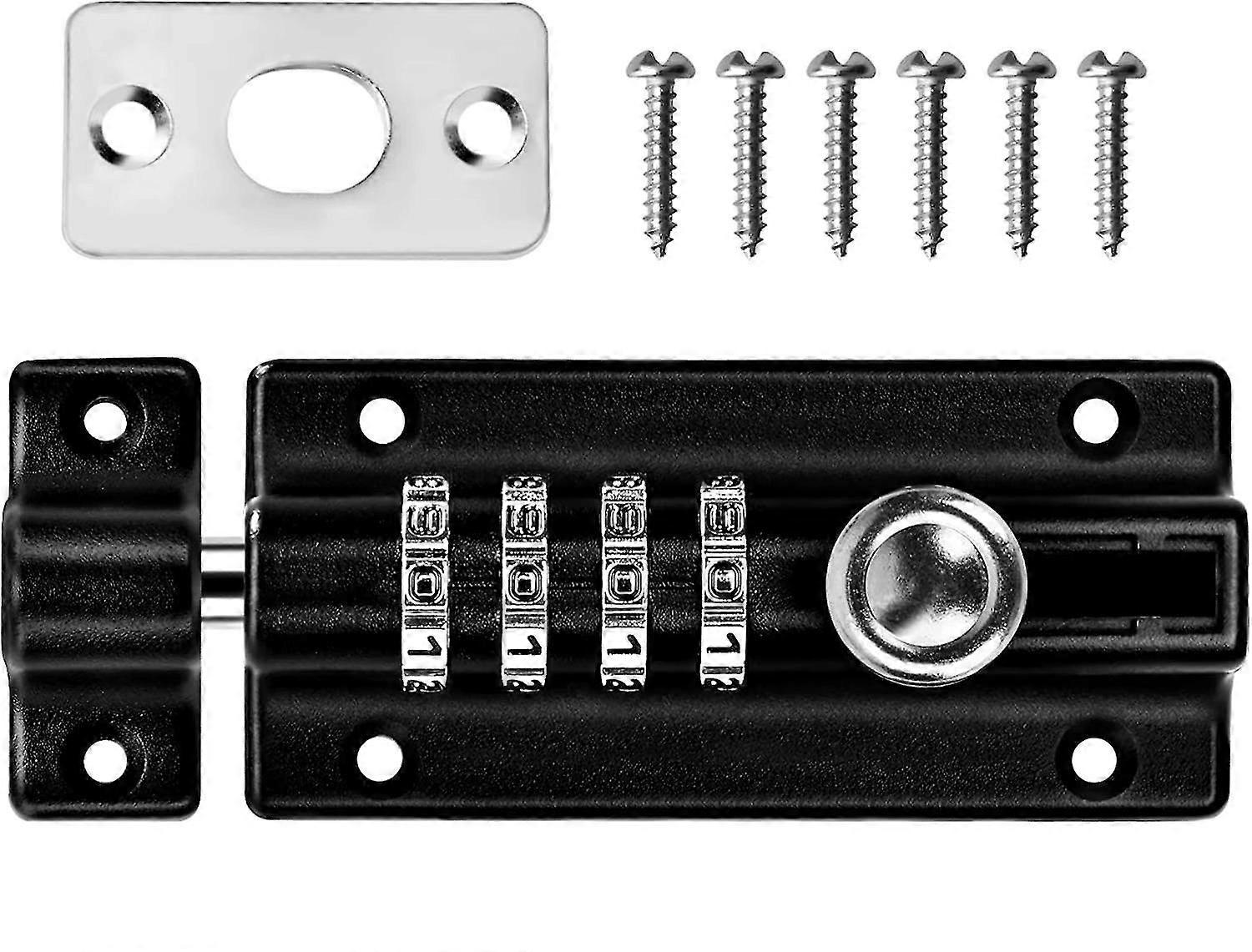 Combination Lock Latch 4 Digit Combination Lock Mechanical Code Door Lock Keyless Slide Lock Tamper Proof Door Lock