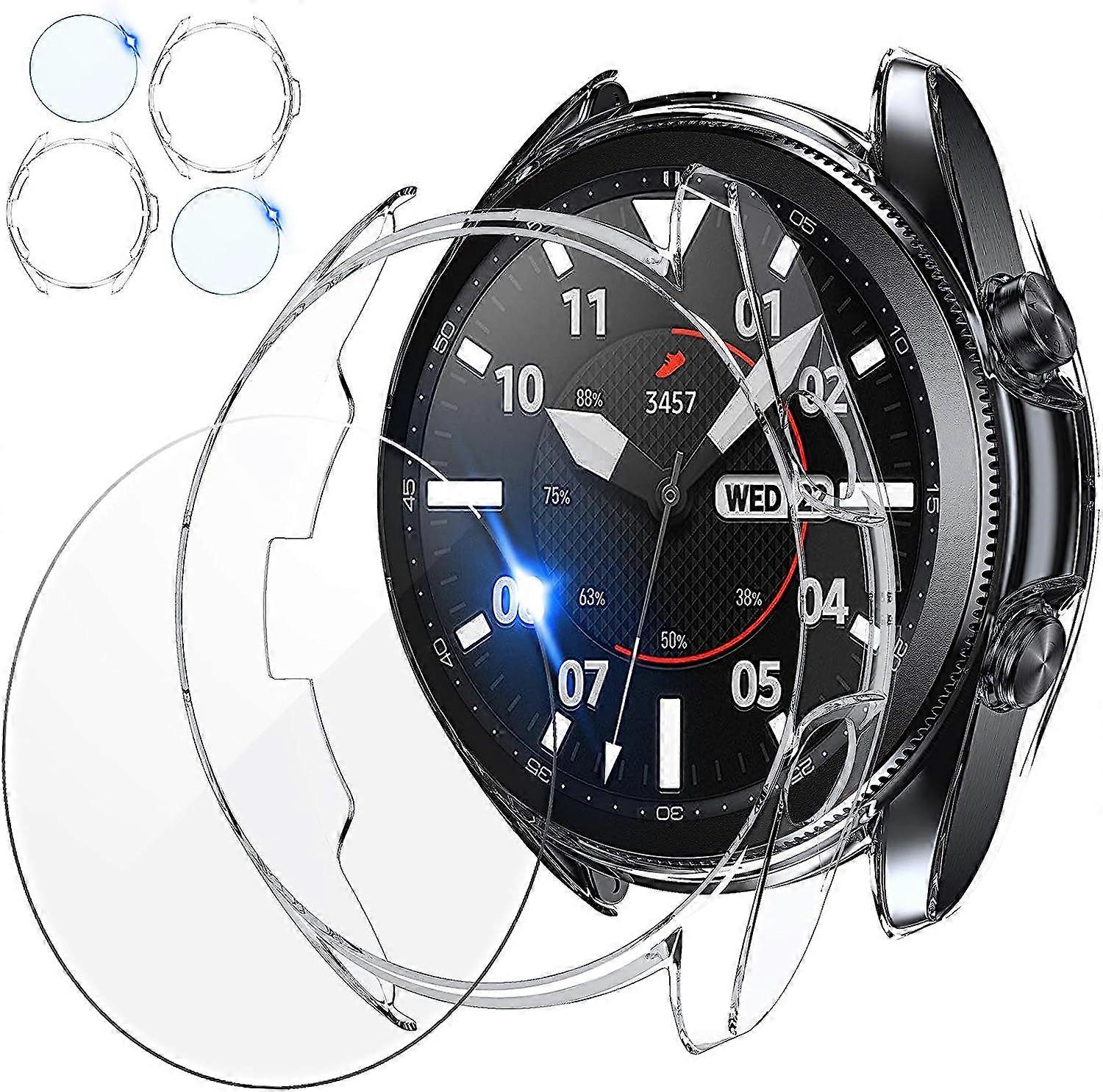 [2+2Pack]  Compatible compatible with Samsung Galaxy Watch 3 45mm Screen Protector and Case