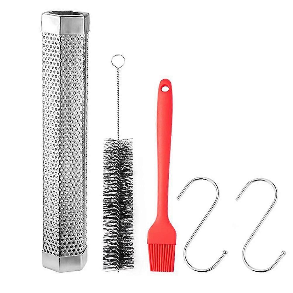 304 Stainless Steel Barbecue Smoke Pipe Barbecue Hexagonal Pipe Barbecue Tool (brush Random Color)