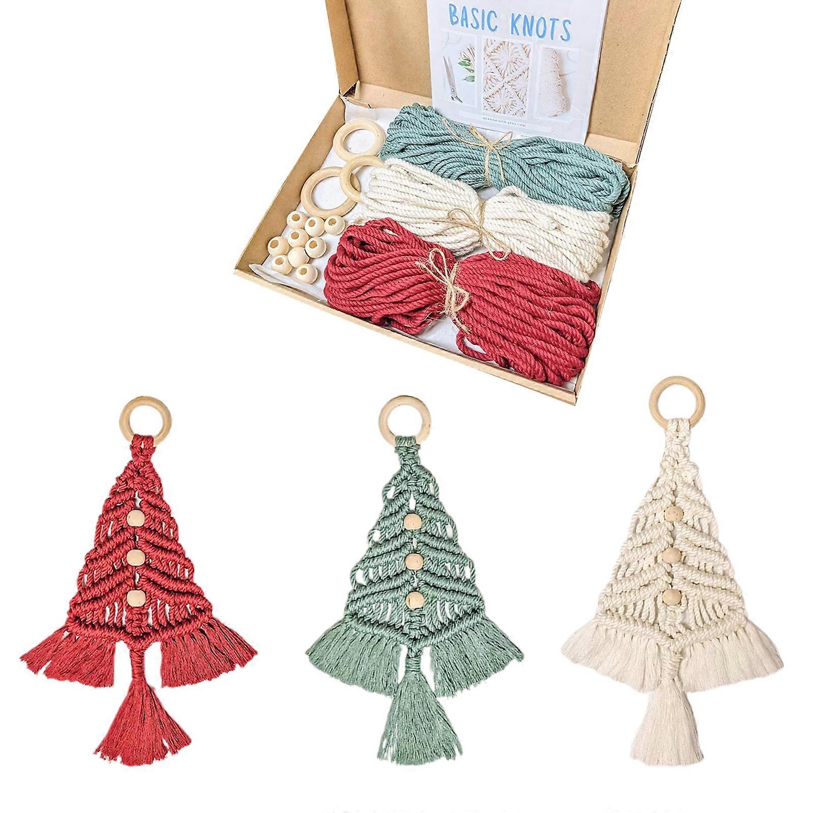3-teiliges Weihnachtsbaum-Makramee-Kit | Gewebte Makramee-Weihnachtsbäume DIY-Wandbehänge Neu
