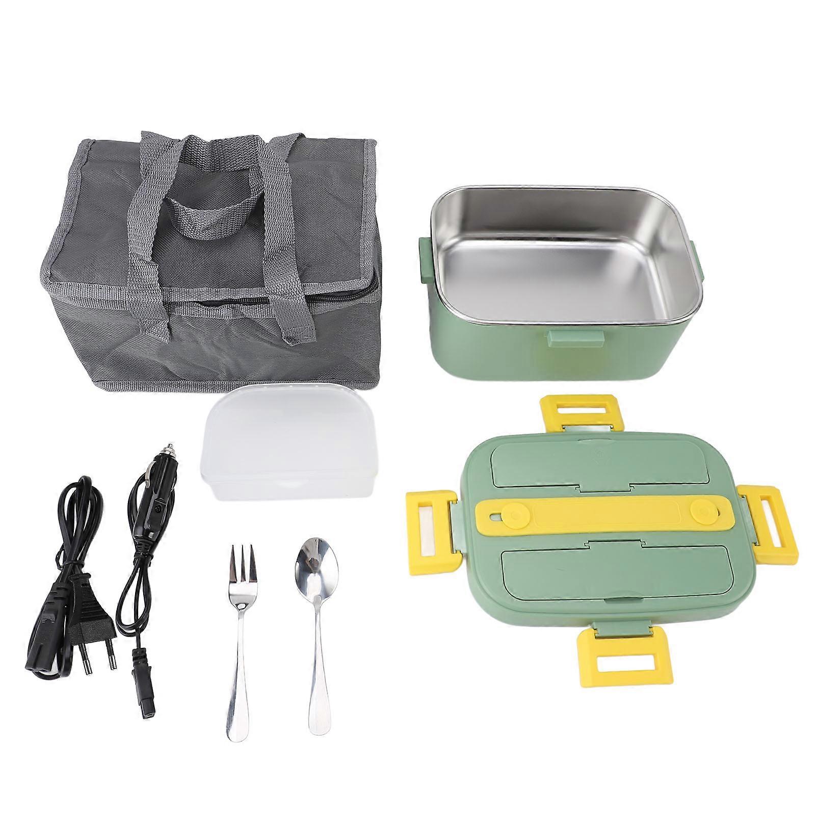 Electric Lunch Box 1.8L 360 Degree Circulation Heating SUS304 Liner Dishwasher Safe Portable Heated Lunch Box for Office Travel EU Plug 110‑220V Green