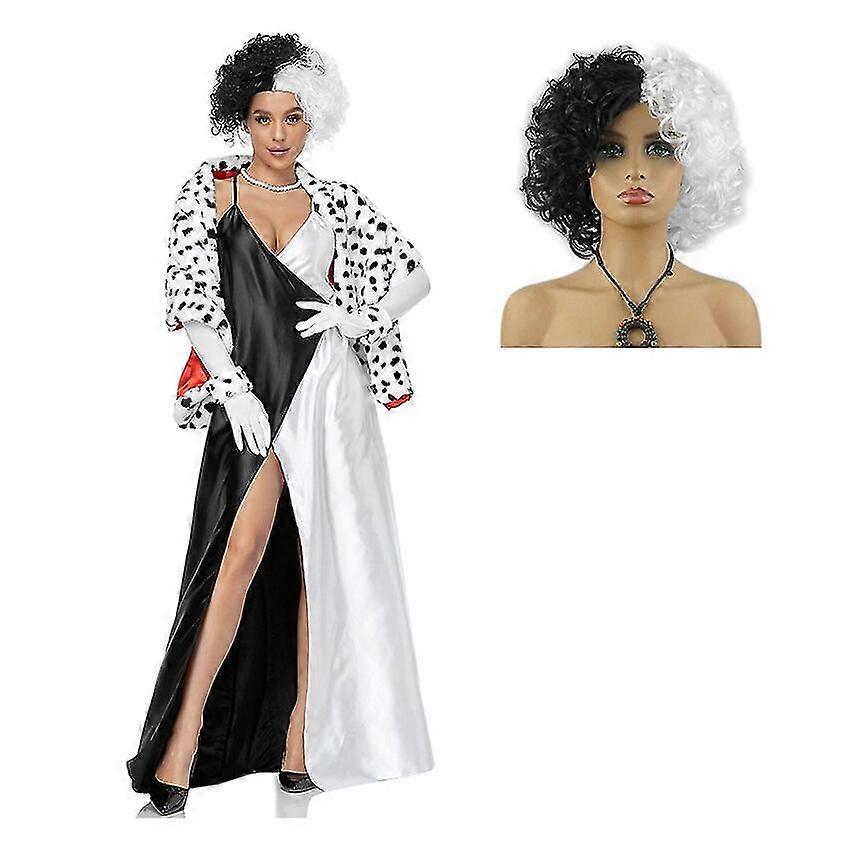 Cruella 101 Dalmatians Dress Skirt Cloak Halloween Costumes For Woman Adult  Witch Cruella Cosplay Anime Wigs Figure Robe Cape | Fruugo NO