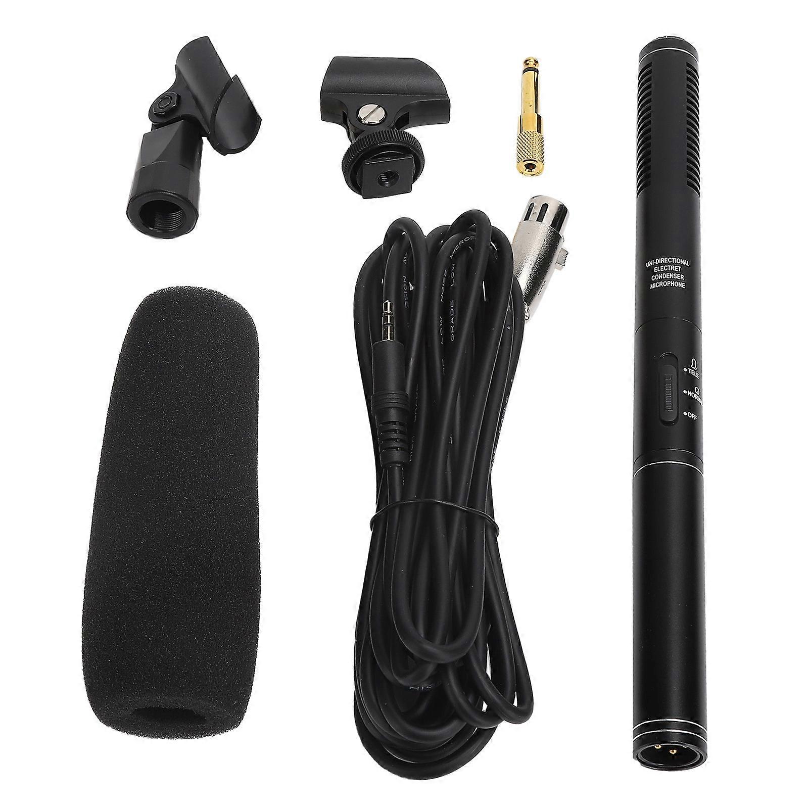 Black HighSensitivity Interview Microphone Wired Recording Mini Portable Mic for Camera