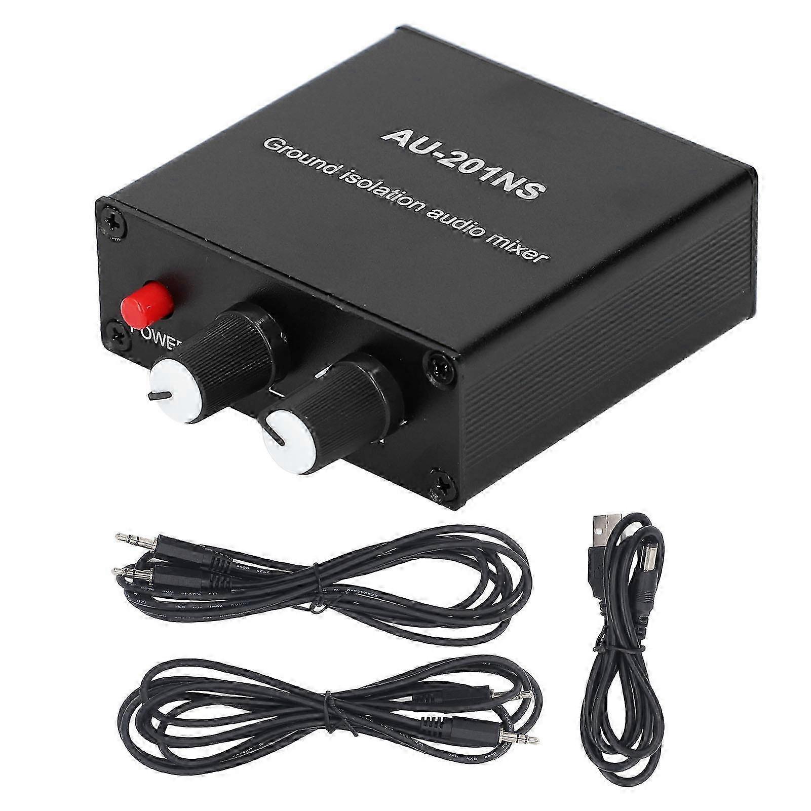 Mini Sound Mixer 2 in 1 Out 3.5mm Port Compact Sound Mixer with Common Ground Insulation for Computer Phone 5V