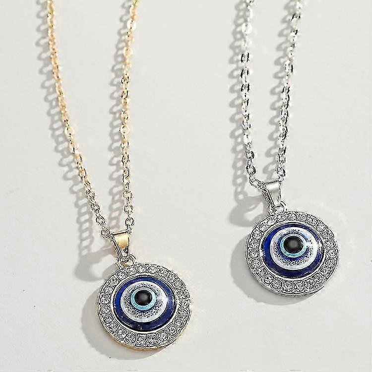 Evil Eye - Colar com Strass, Prata e Ouro Protegem Nazar
