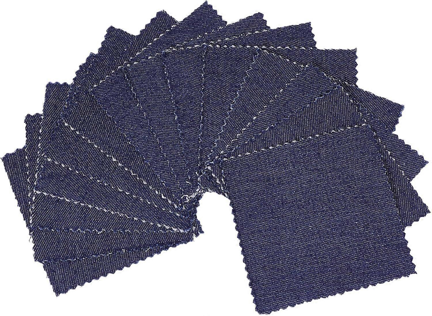 20Pcs Jean Fabric Squares Denim Fabric DIY Clothing Accessories for Sewing, Crafting Stylish Square, Prussian Blue