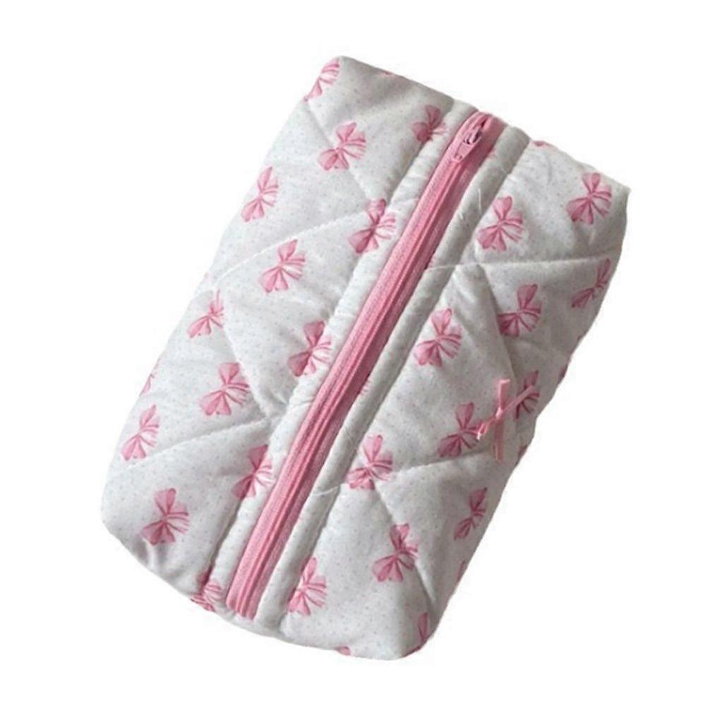 Makeup Pouch Toiletry Organizer Bag Zipper Closure Large Capacity Bow-knot Print Multifunctional Toiletry Organizer Storage Bag