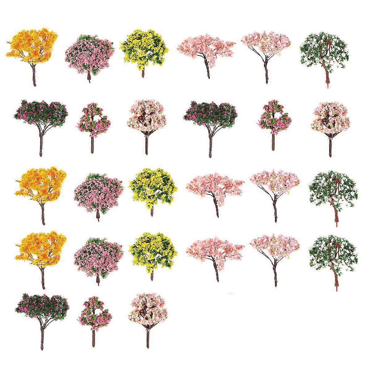 27pcs Micro Landscape Decoration Simulation Trees Artificial Flower Decoration Accessories