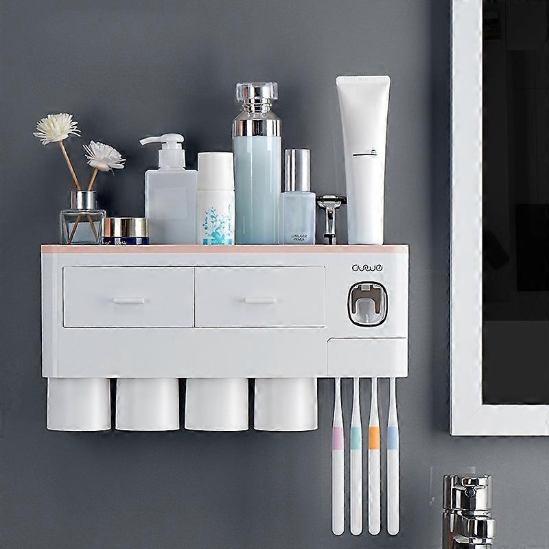 Type B ASWEI A1910 Bathrooms Wall Mounted 4 Cups Toothbrush Holder with Toothpaste