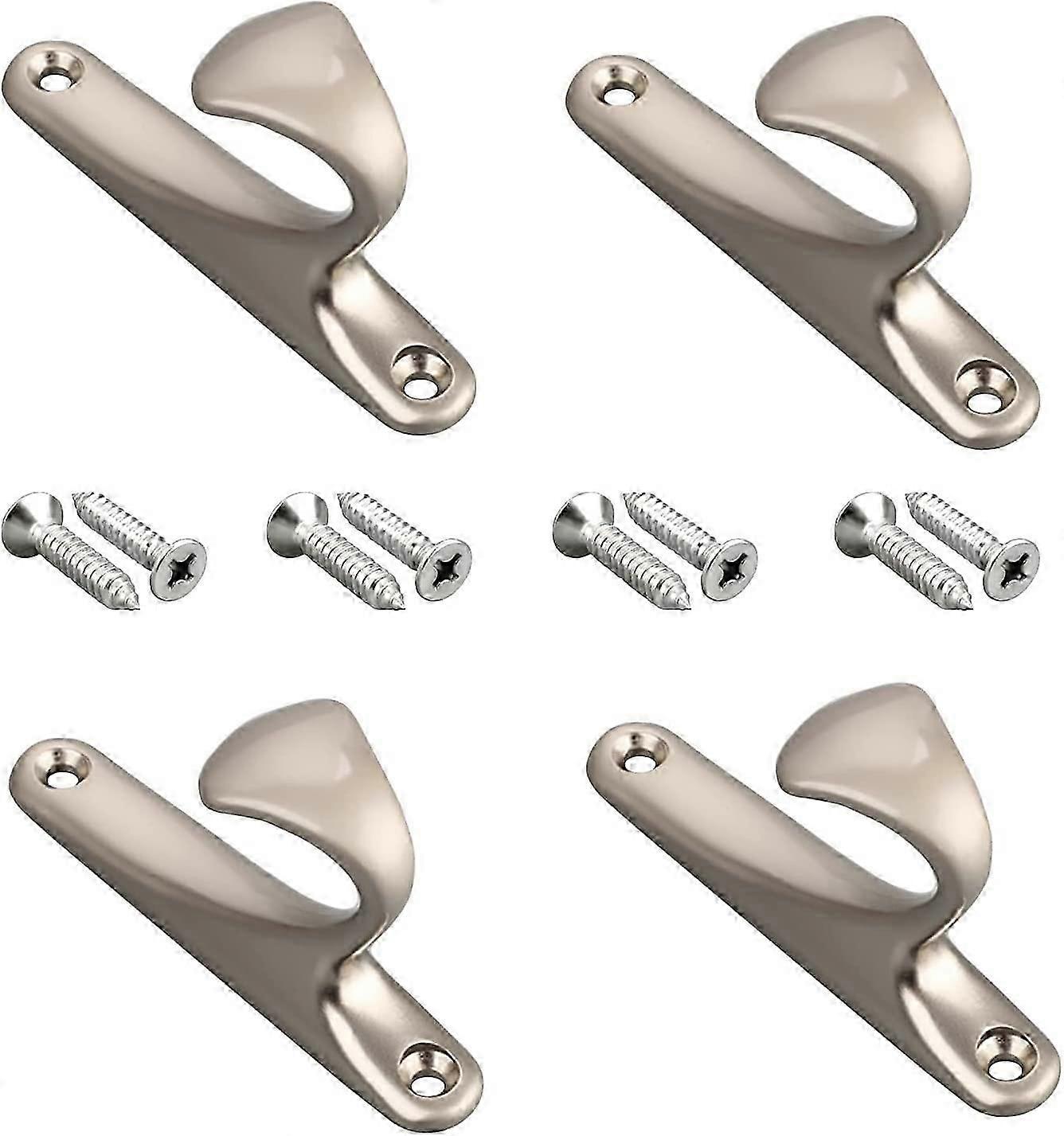 4 Pieces Coat Hooks,Single Prong Robe Hooks,Zinc Alloy Hooks,Modern Simplicity Coat Hooks (Nickel)
