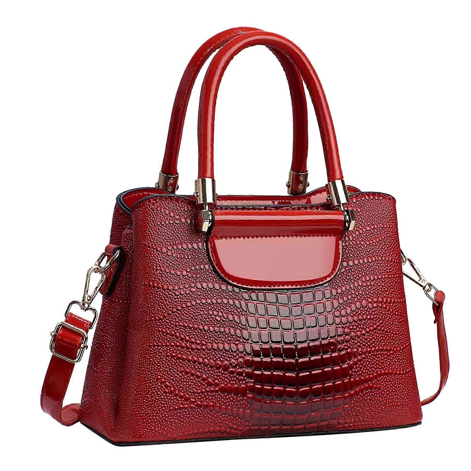 Women Large Capacity Pattern Shoulder Bag Wine Red Free Size