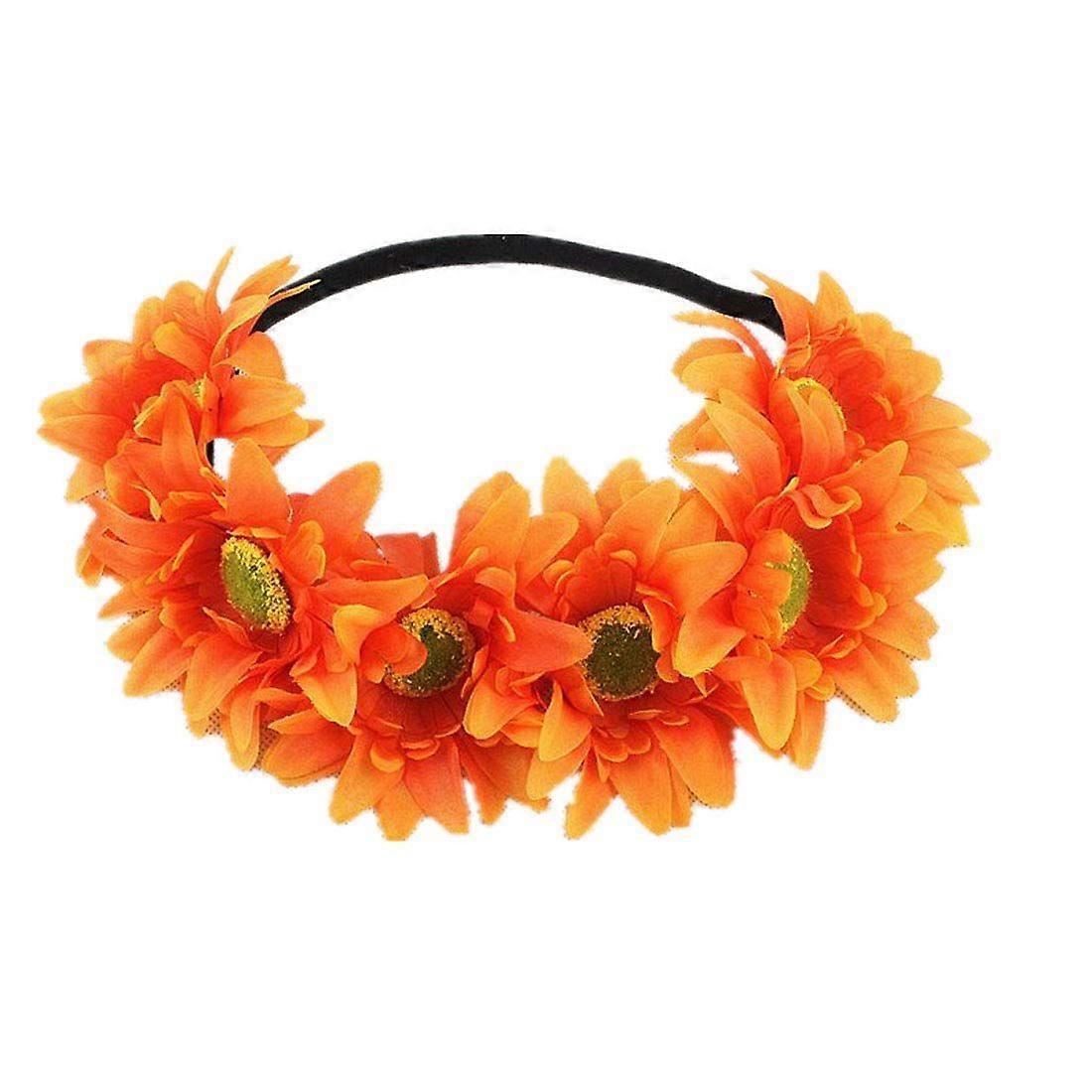 Solroskrona Boho-krona Solrospannband Blomma Håraccessoar (Orange)