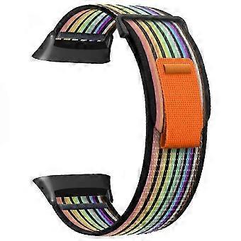 Para correa de reloj Vantage Nylon Loop Muñeca ajustable Arco iris negro