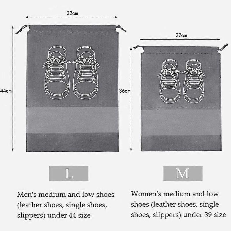 10PC shoe storage bag, dustproof and insect proof non-woven fabric tightening bag, transparent travel shoe storage device