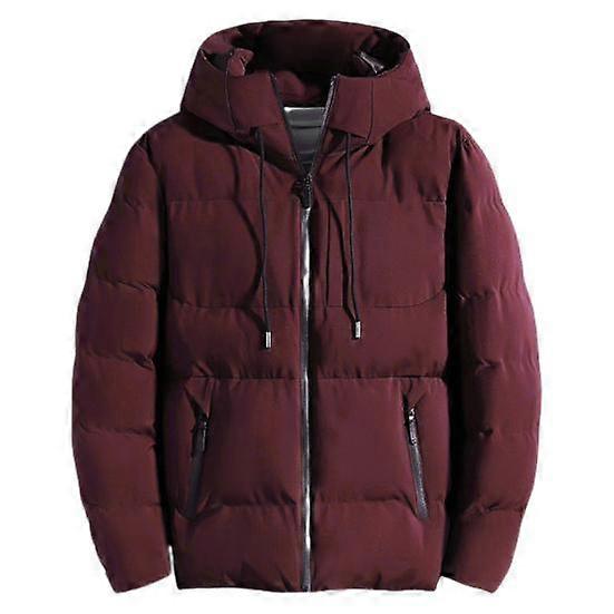 Men Down Jacket Hooded Drawstring Long Sleeve Zipper Closure Jacket Solid Color Two Side Pockets Windproof