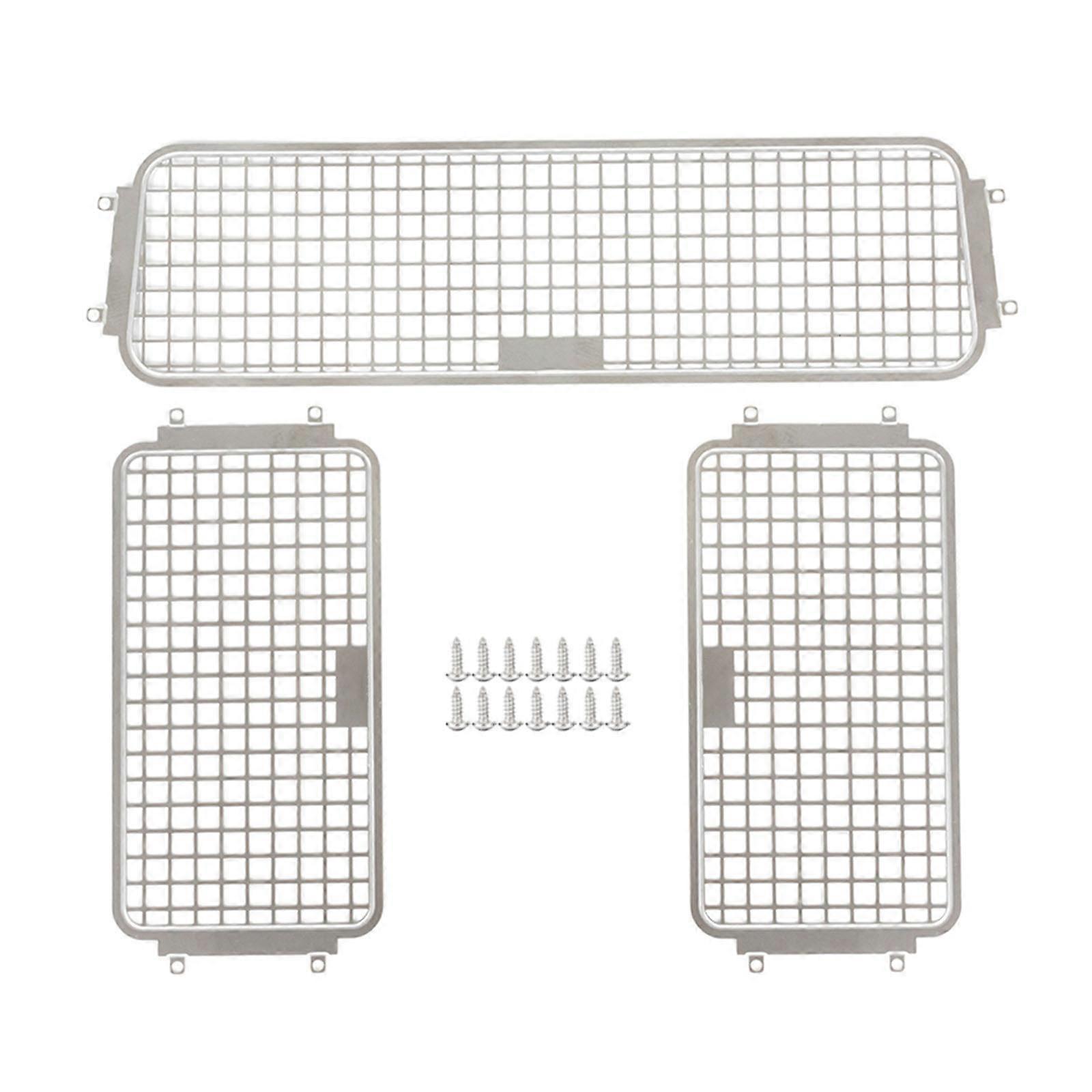 Three-dimensional Metal Window Net Side Window Net Rear Window Net Suitable for 1/10 Rc Tracked Vehicle TRX-4 Defender Silver