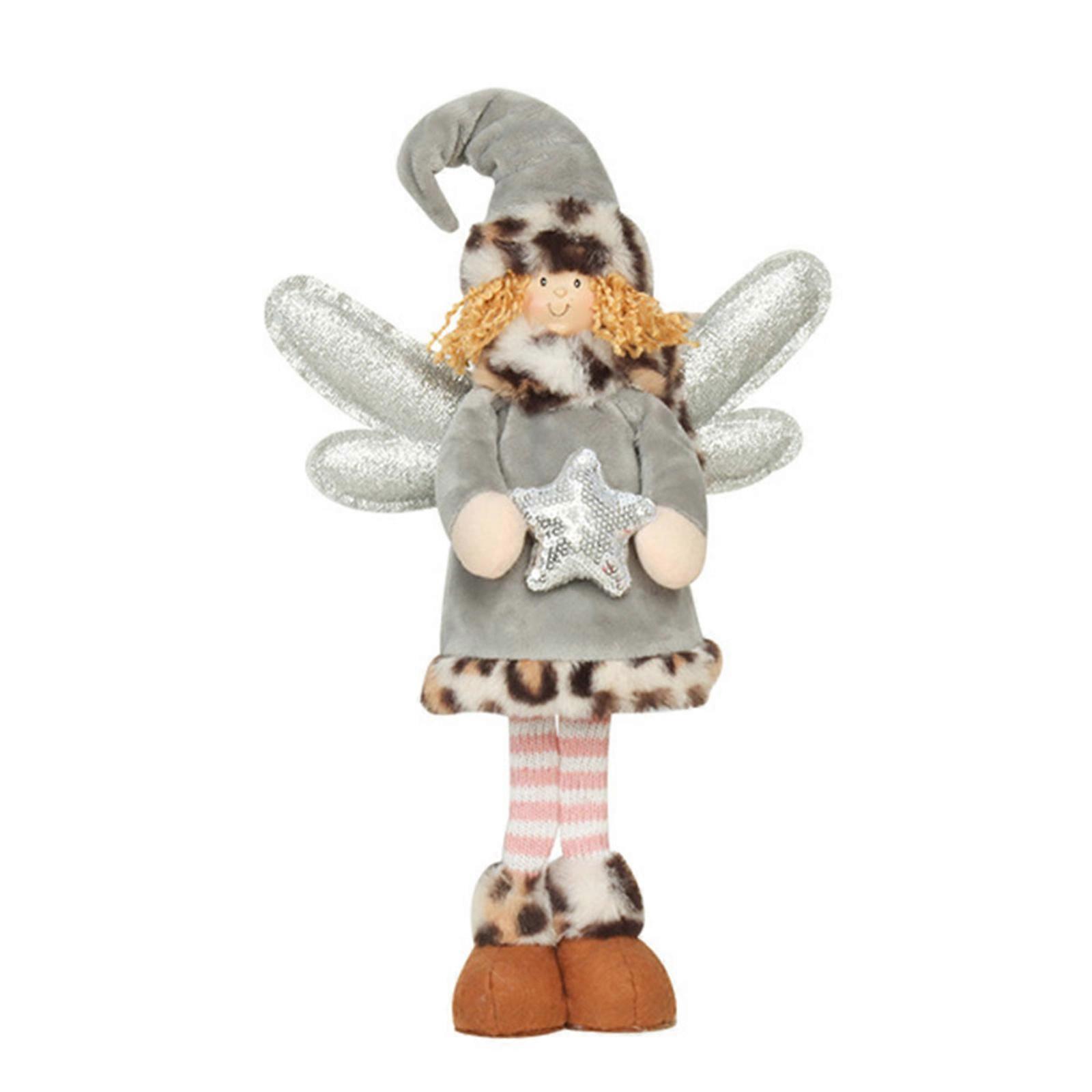 人形のクリスマスエンジェル長い脚エルフドワーフオーナメントクリスマスフェスティバルパーティーキッチンダイニングテーブル12月グレーのティアードトレイ装飾