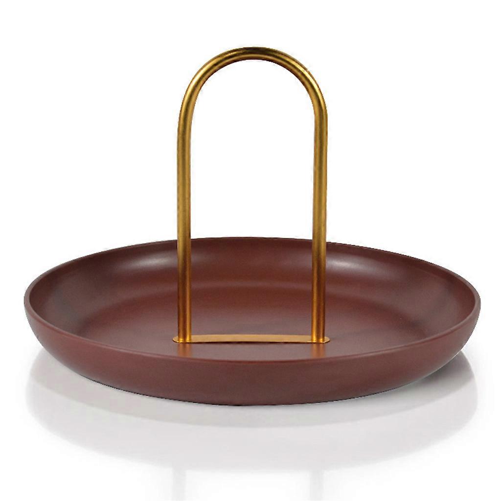 Round Home Storage Tray with Loop Handle Multi Purpose Fruit Dessert Plate Dish Red